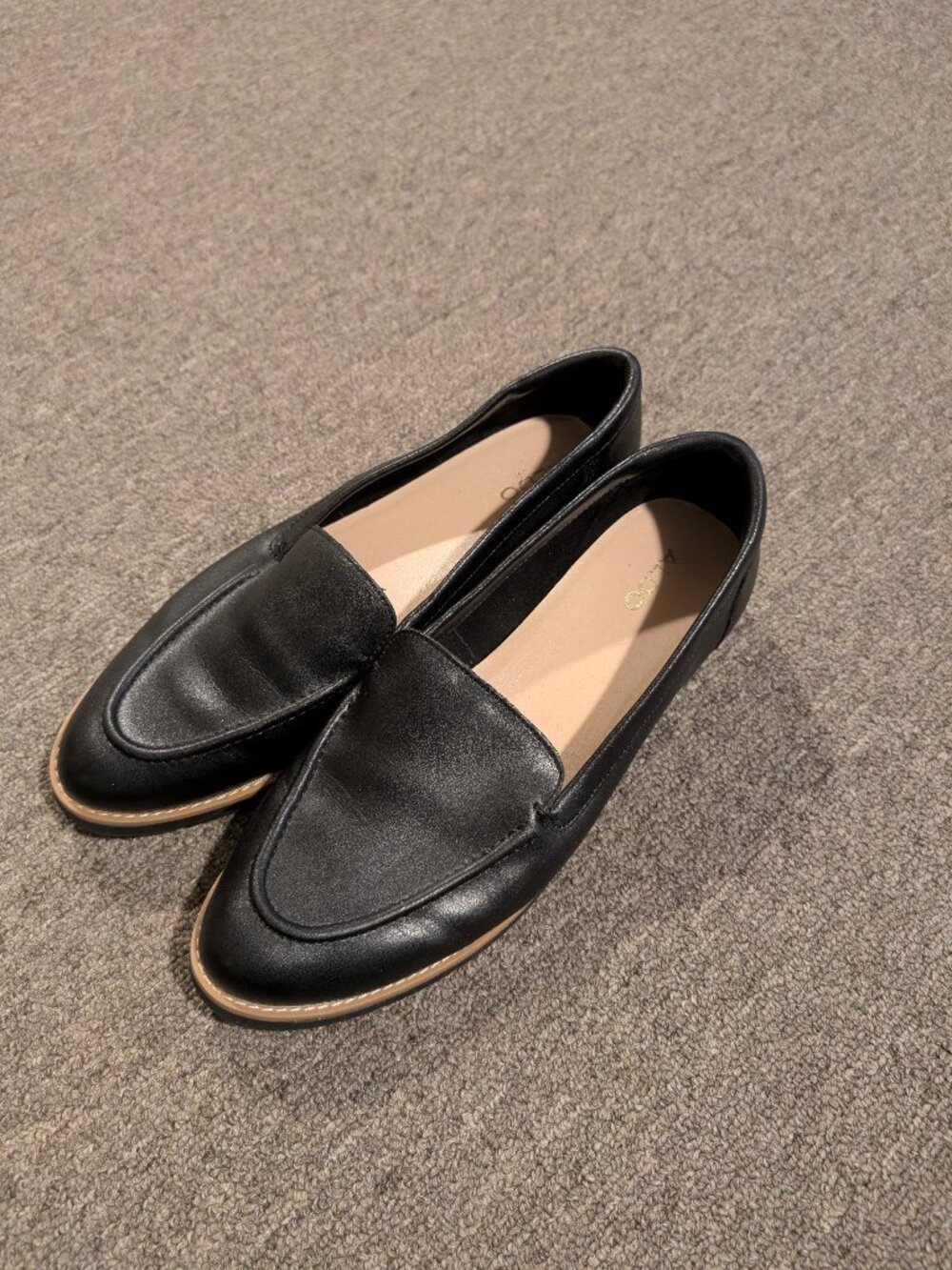 ALDO Rheildanflex Loafer Women's 10 Black Leather Comfort Slip-On Flats